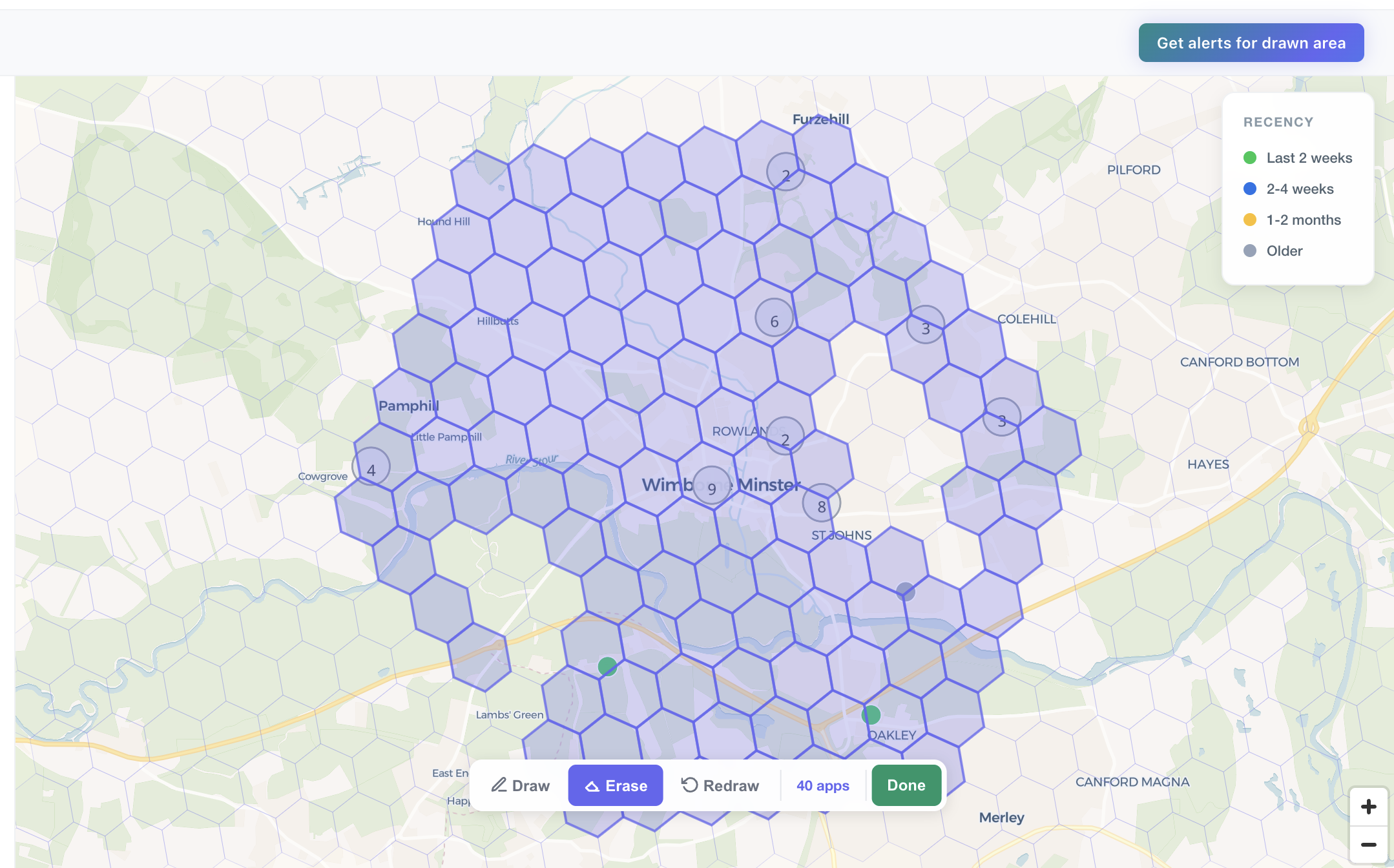 Custom drawn alert area on map